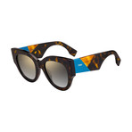 Fendi // Women's Cat Eye Sunglasses // Havana + Grey with Gold Flash