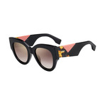 Fendi // Women's Cat Eye Sunglasses // Black + Brown Mirror