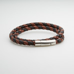 Jean Claude Jewelry // Leather + Stainless Steel Double Wrap Bracelet // Brown + Black