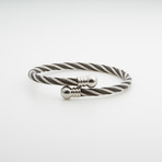 Dell Arte // Two-Tone Encrusted Steel + Twisted Cable Bangle // Black + Silver