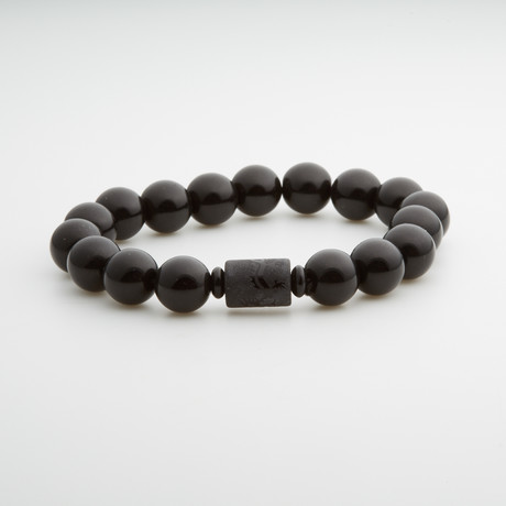 Jean Claude Jewelry // Obsidian Bracelet + Buddha Amulet // Black