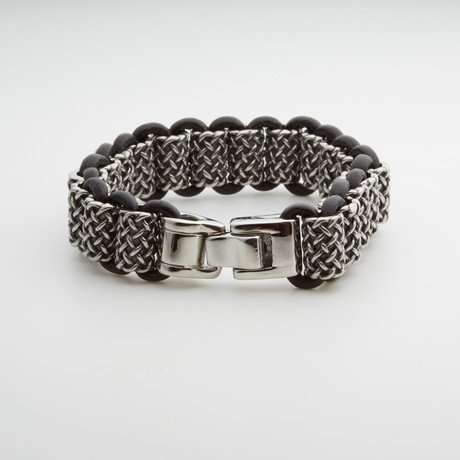 Dell Arte // Leather + Stainless Steel Bracelet + Snap Lock