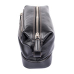 Leather Double Zipper Personal Care Case // Black