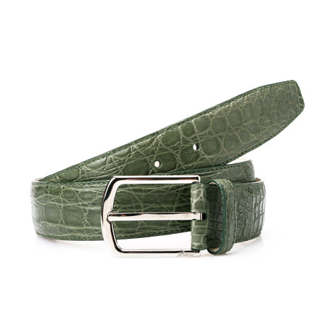 Brioni Leather Belt // Green // 90 cm // 36" Waist