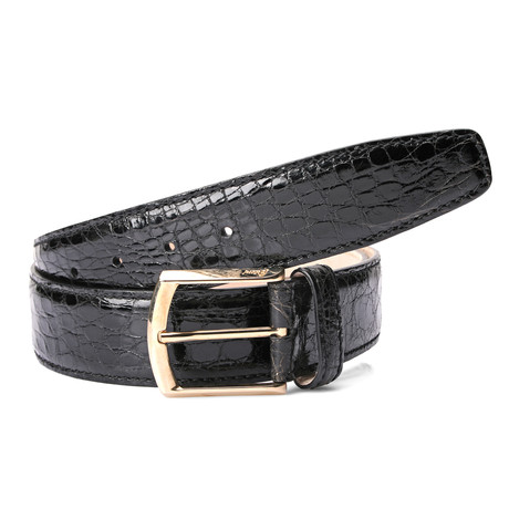 Crocodile Leather Belt // Black // 36" Waist