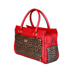 Cavalli Class Leopard Leather Handbag // Red