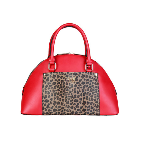 Cavalli Class Leopard Pyramid Handbag // Red