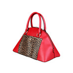 Cavalli Class Leopard Pyramid Handbag // Red