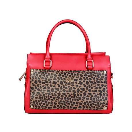 Cavalli Class Leopard Leather Handbag // Red