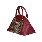 Cavalli Class Leopard Pyramid Handbag // Burgundy