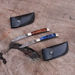 Damascus Mini Trapper Knife // Set of 2