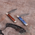 Damascus Mini Trapper Knife // Set of 2