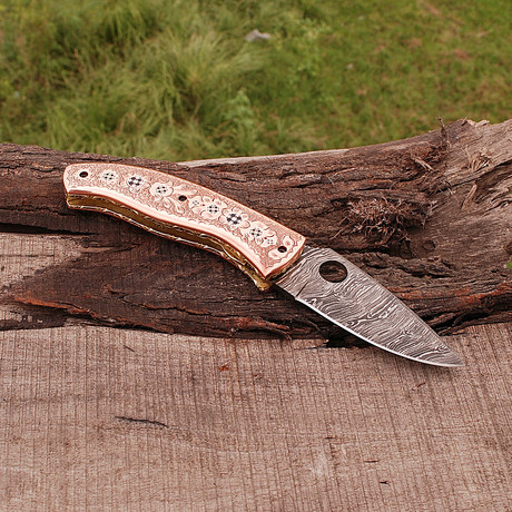 Damascus Folding Knife Custom // 2676