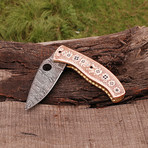 Damascus Folding Knife Custom // 2676