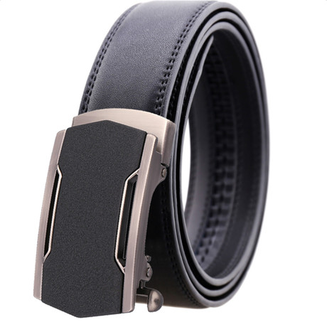Logan Leather Belt // Black + Silver Buckle