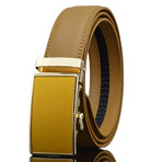 Leather Belt //  Tan Belt + Gold and Tan Buckle //  Model AEBL135