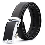 Leather Belt //  Black Belt + Black and Silver Buckle // Model AEBL151