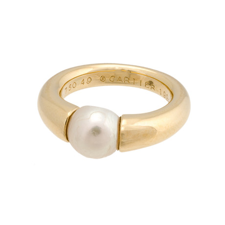 Vintage Cartier 18k Yellow Gold Pearl Ring // Ring Size: 5.75