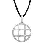 Vintage Cartier 18k White Gold Diamond Pasha Grid Charm + Diamond Cord Necklace // Chain: 18"