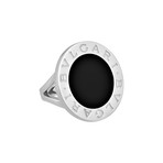 Vintage Bvlgari 18k White Gold Onyx Ring // Size 6