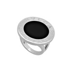 Vintage Bvlgari 18k White Gold Onyx Ring // Size 6