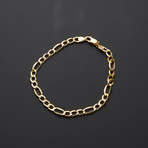 10K Yellow Gold Hollow Figaro Bracelet // 5.75mm