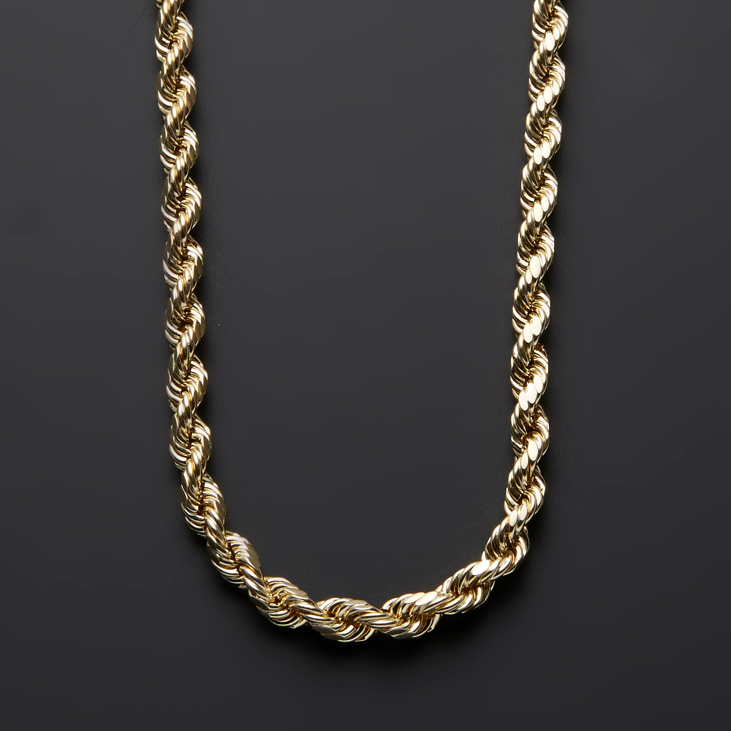 Hollow 10K Yellow Gold Thick Rope Chain 