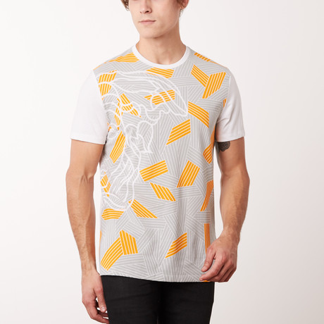 Woven Medusa T-Shirt // White + Gray + Orange (S)