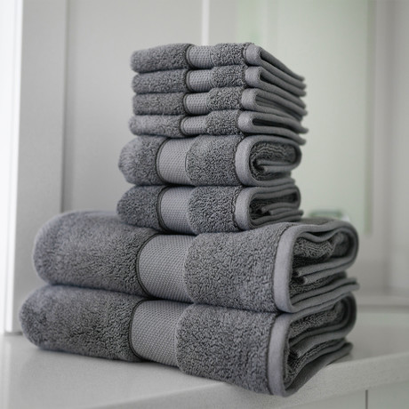 Alfred Sung Lux Collection // 8 Piece Towel Set (Grey)