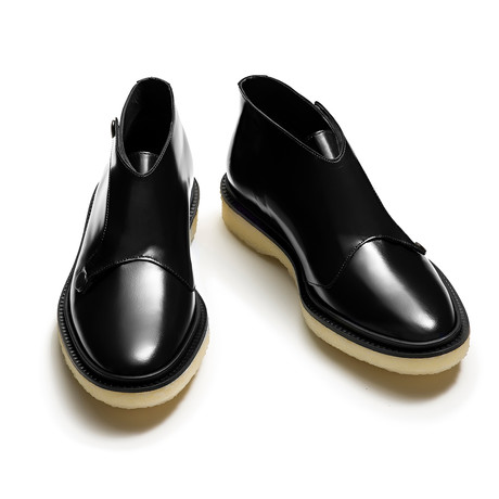 Button Leather Low Boots // Black (Euro: 42)