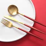 Single Dinner Set // Red + Gold