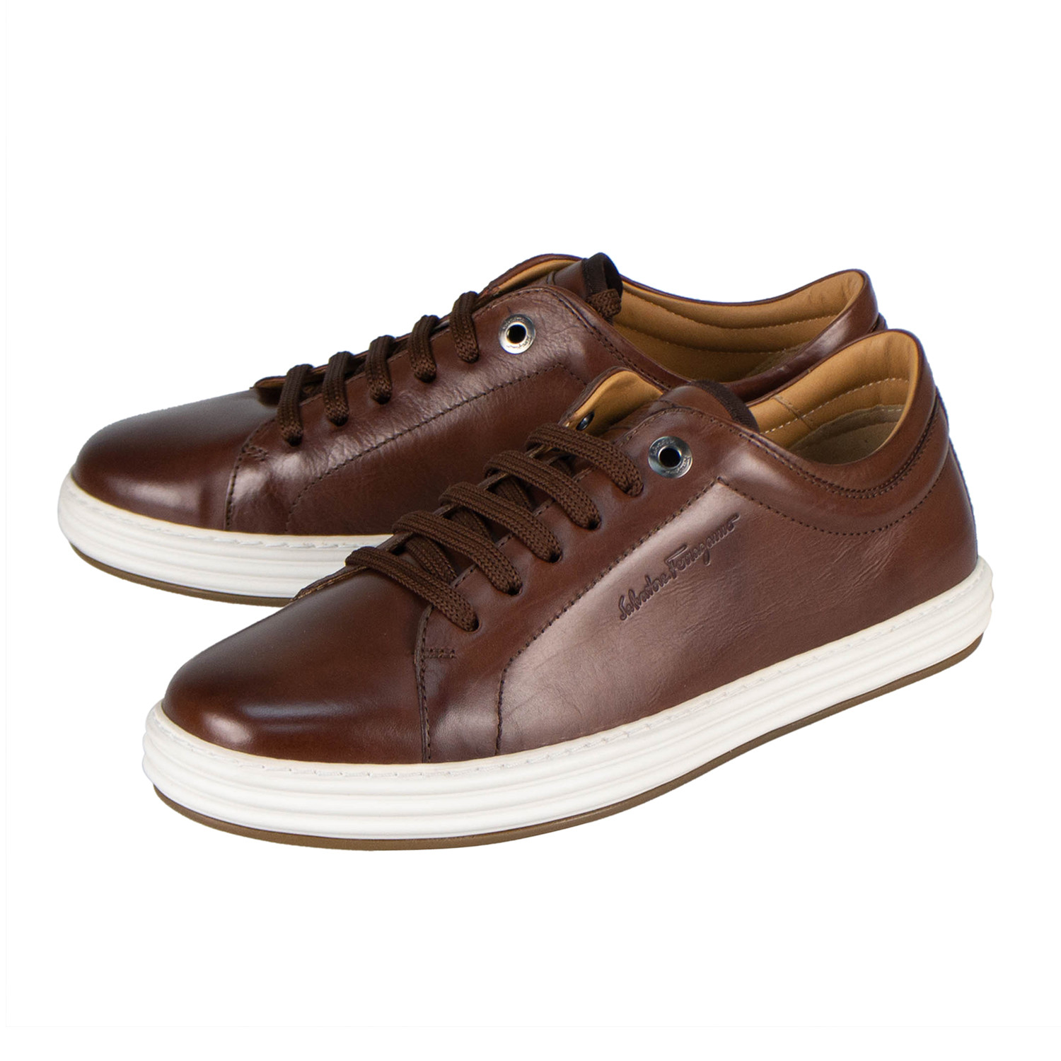Salvatore Ferragamo Men's Low-top Leather Sneakers, Brand Size 5.5