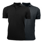 2-Pack Pique Polo // Black + Charcoal (S)