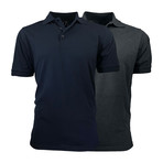 2-Pack Pique Polo // Navy + Charcoal (S)