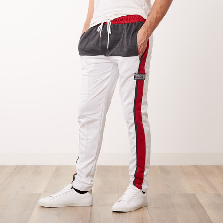 Regular Fit Sweatpants // White + Red (S)