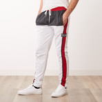 Regular Fit Sweatpants // White + Red (XL)