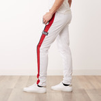 Regular Fit Sweatpants // White + Red (XL)