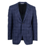 Canali // Windowpane Wool Classic fit Suit // Blue (US: 46R)