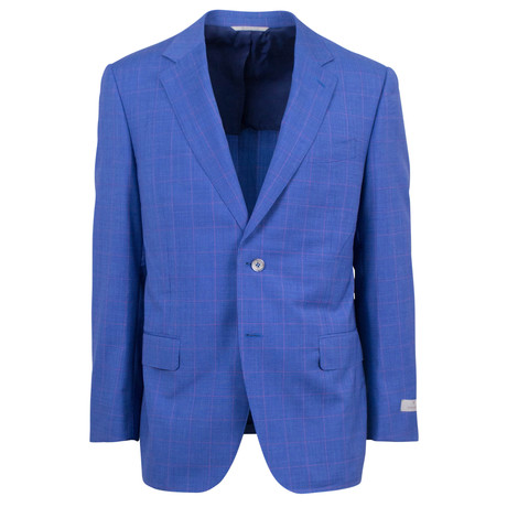 Canali // Houndstooth Wool 2 Button Relaxed Fit Suit // Blue (US: 46R)