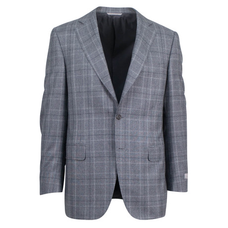 Glen Plaid Wool Trim Fit Suit // Gray (Euro: 46R)