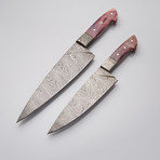 Camel Bone + Damascus Chef's Knives // Set Of 2