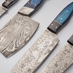 Blue Wood Sheet + Buffalo Horn Chef's Knives // Set Of 4