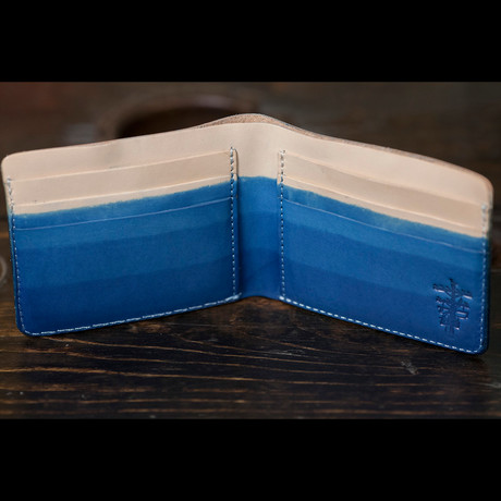 Indigo Dip Dyed Leather Bifold