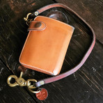 Natural Vegetable Tanned Leather Wallet Lanyard