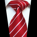 Silk Neck Tie // Red + White Stripe