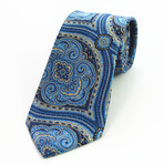 Silk Neck Tie // Metallic Blue Paisley