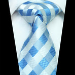 Silk Neck Tie // White + Blue Check