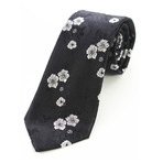 Silk Neck Tie // Black + White Floral