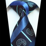Silk Neck Tie // Blue Paisley Check