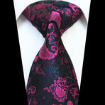 Silk Neck Tie // Black + Pink Paisley